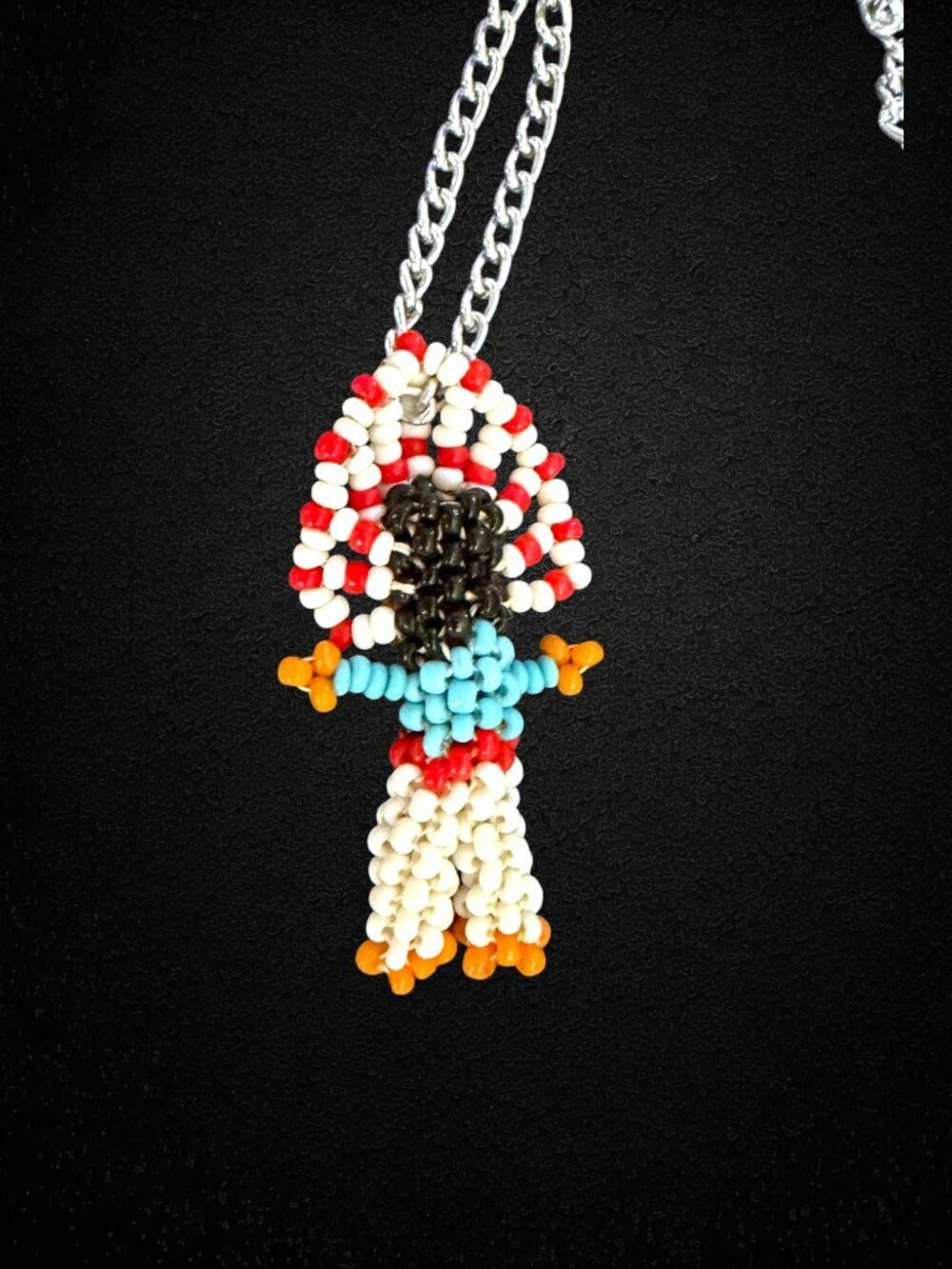 Vintage Native American Style Beaded Doll Pendant Necklace Seed Bead Figure - Picture 4 of 4